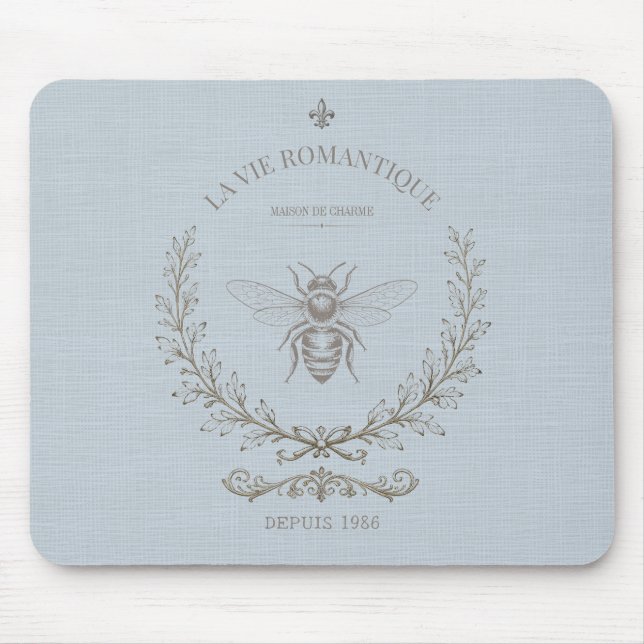 Mousepad Abeille Azul Francesa Gravura | País Francês Rústi (Frente)