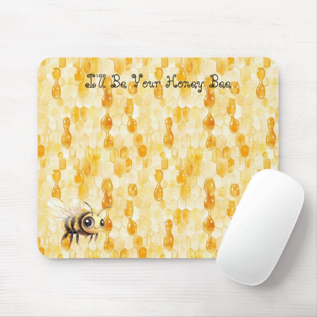 Mousepad Abelha Amarela Dourada (Com mouse)