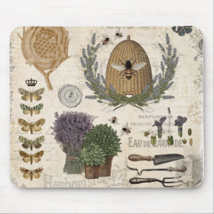 Mousepad Abelha-de-fazenda francesa Moderna Vintage