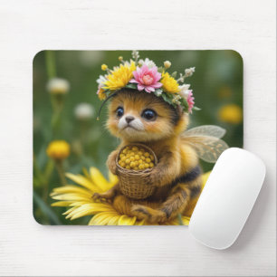 Mousepad Abelha de mel segurando uma cesta de pólen
