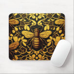 Mousepad abelha de ouro abstrato. padrão de insetos florais<br><div class="desc">Abelha abstrato e padrão floral do ouro Mouse Pad em cor amarela preta.</div>