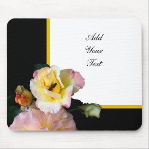 Mousepad Abelha nas flores amarelas rosa