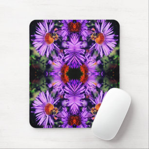 Mousepad Abelhas De Mel Em Abstrato De Flor De Aster Roxo