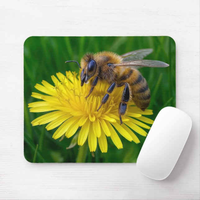 Mousepad Abelhas de mel num Dandelion Amarelo (Com mouse)