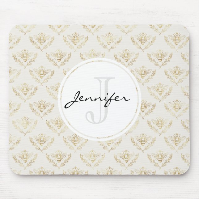 Mousepad Abelhas de ouro com padrão coroa (Frente)