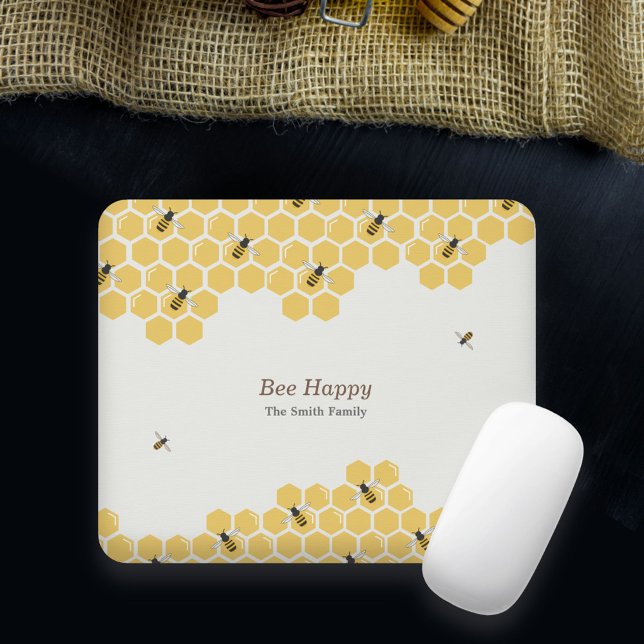 Mousepad Abelhas e Padrões de Honeycomb (Bee and Honeycomb Mouse Pad)