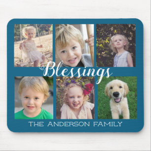 Mousepad Abençoações da família 6 Azul de Colagem de F