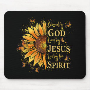 Mousepad Abençoado Por Deus - Amado Por Jesus, Girassol