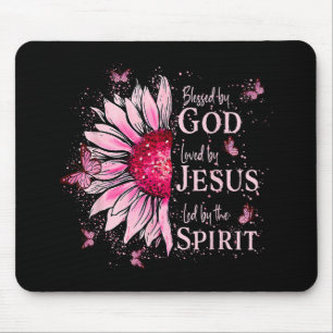 Mousepad Abençoado Por Deus - Amado Por Jesus Girassol Rosa