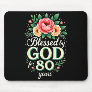 Mousepad Abençoado Por Deus Por 80 Anos Religioso 80º Anive