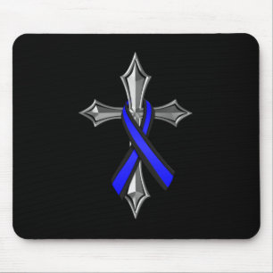 Mousepad Abençoe a fita e a cruz finas de Blue Line