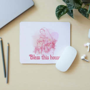 Mousepad Abençoe esta casa Virgem Floral Rosa Maria Jesus