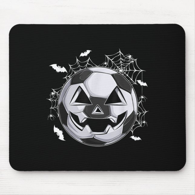 Mousepad Abóbora de Jack O Lantern com Rosto de Futebol Fan (Frente)