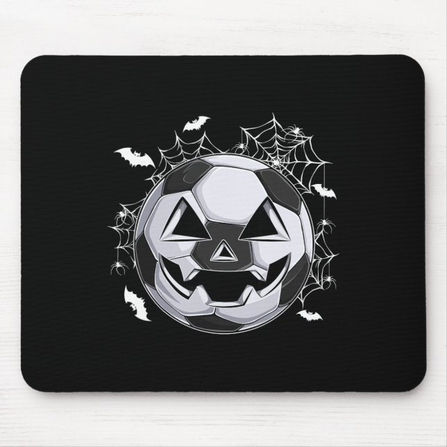 Mousepad Abóbora de Jack O Lantern com Rosto de Futebol Fes (Frente)