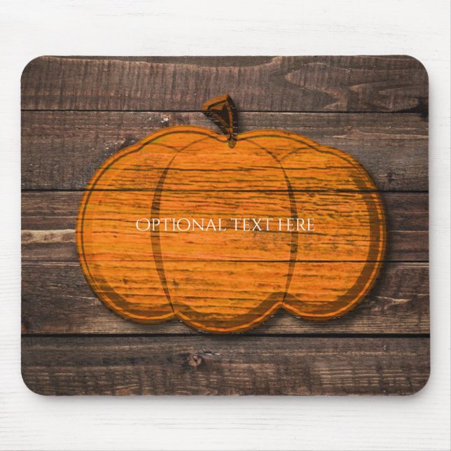 Mousepad Abóbora de Madeira Rústica País Halloween Outono (Frente)