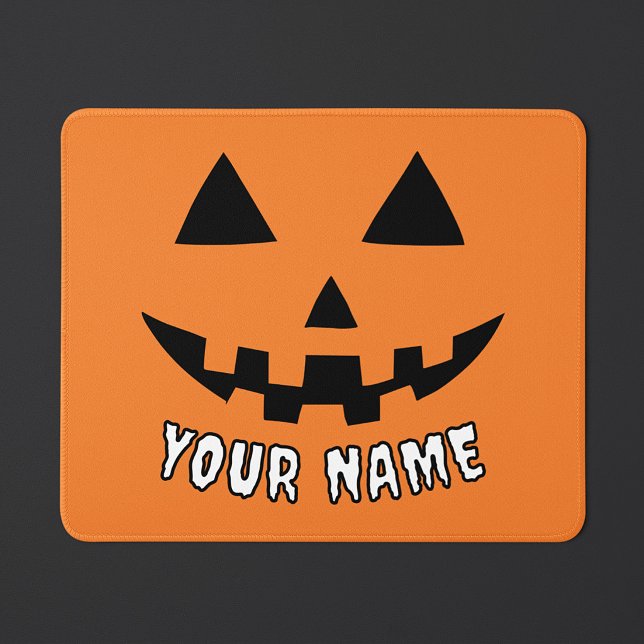 Mousepad Abóbora Laranja Personalizada de Halloween Seu Nom (Criador carregado)