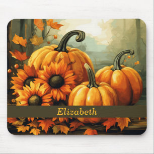 Mousepad Abóbora Personalizada Girassol Outono Tema Outonal