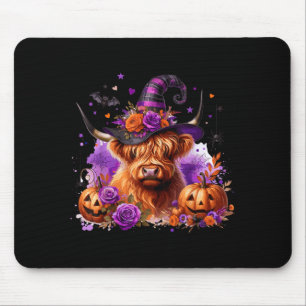 Mousepad Abóbora Vaca das Terras Altas de Halloween Bruxa M
