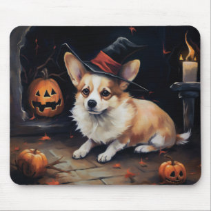 Mousepad Abóboras Assustadoras de Halloween Corgi
