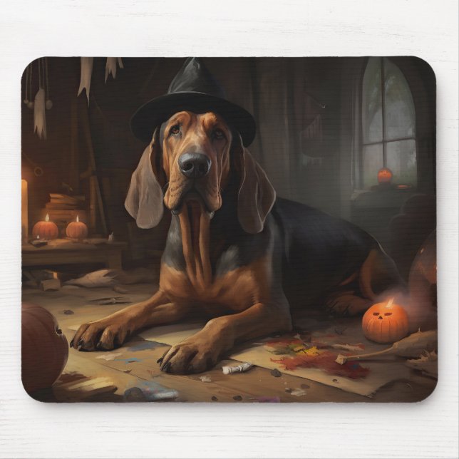 Mousepad Abóboras Cão de Caça do Halloween Assustador (Frente)