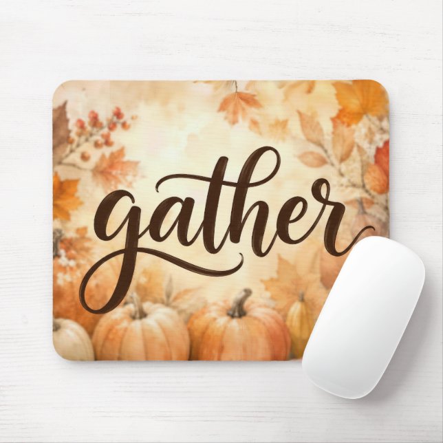 Mousepad Abóboras de Ação de Graças com Texto de Reunião (Com mouse)