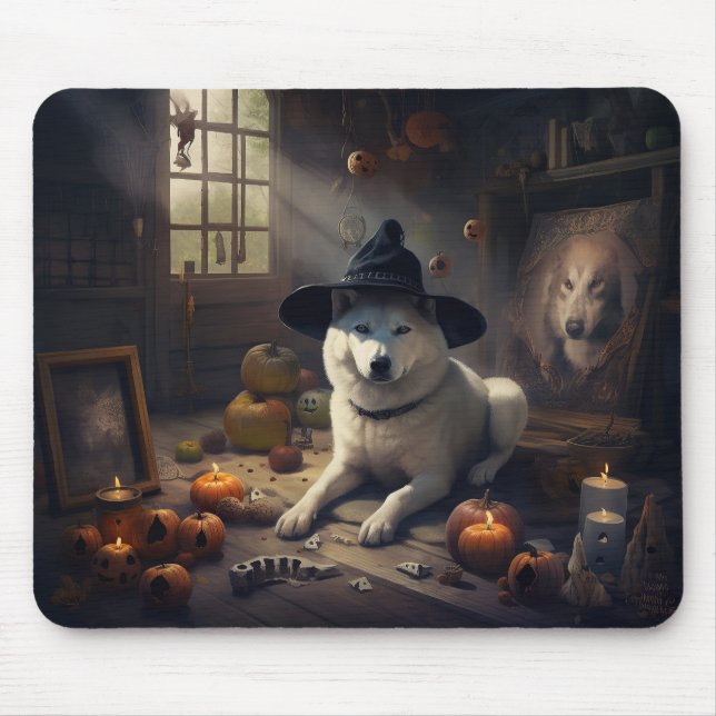Mousepad Abóboras de Akita Halloween Assustador (Frente)