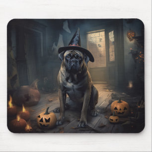 Mousepad Abóboras de Halloween Assustadoras Bullmastiff
