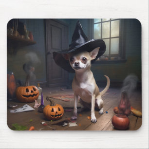 Mousepad Abóboras de Halloween Assustadoras de Chihuahua