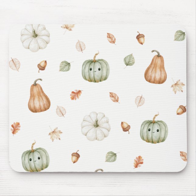 Mousepad Abóboras de Menta Feliz Bolotas Folhas (Frente)