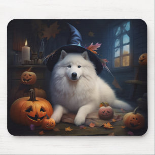 Mousepad Abóboras Samoyed Halloween Assustador
