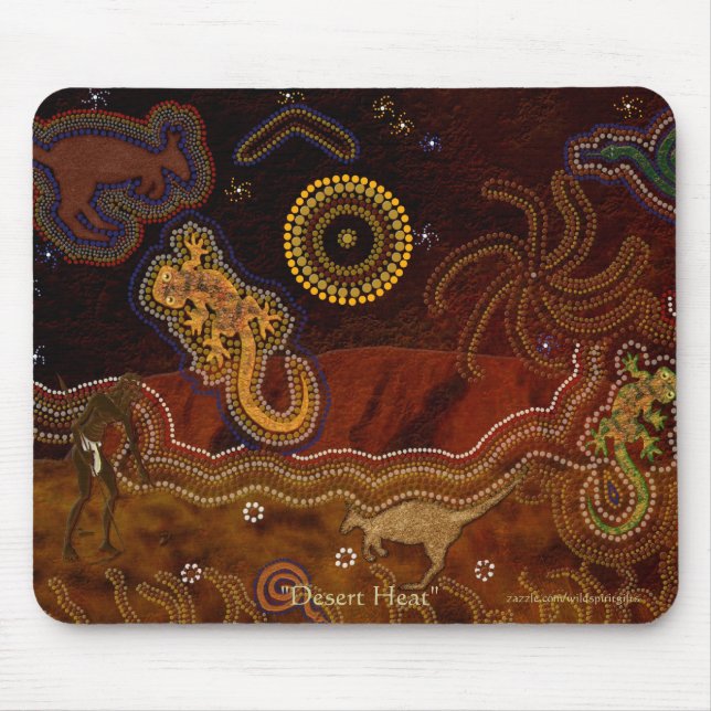 Mousepad aborígenes australianos caçando canguru e geckos (Frente)