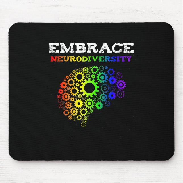 Mousepad Abraçar a Neurodiversidade Autismo Adhd Cérebro Ar (Frente)
