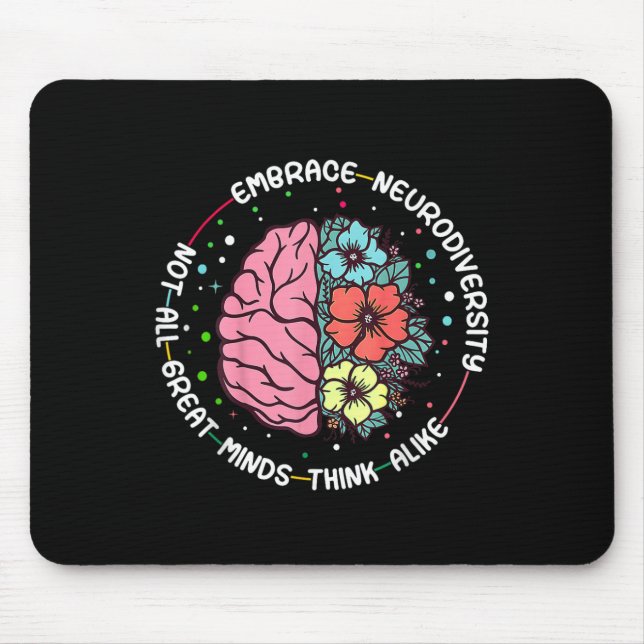 Mousepad Abraçar a Neurodiversidade Cérebro Autismo Conscie (Frente)