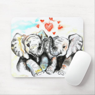 Mousepad Abraço de Elefantes Cons - Amor - Pintura Por Aqu