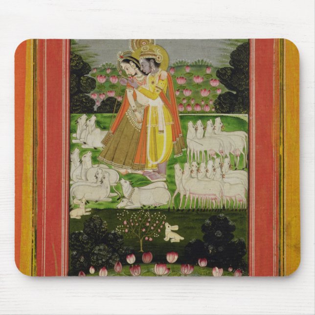 Mousepad Abraço de Radha e de Krishna em um landscap (Frente)