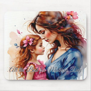 Mousepad Abraço do Dia da Mãe em Estilo Floral de Aquarela