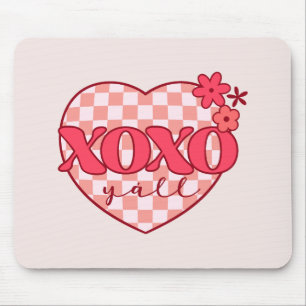 Mousepad Abraços Xoxo e beijos, cor-de-rosa