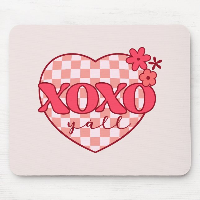Mousepad Abraços Xoxo e beijos, cor-de-rosa (Frente)