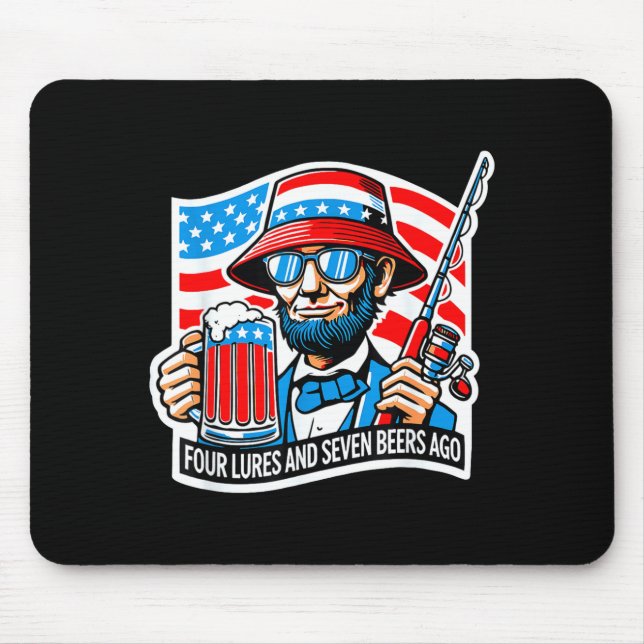 Mousepad Abraham lincoln pescador quatro iscas e sete cerve (Frente)