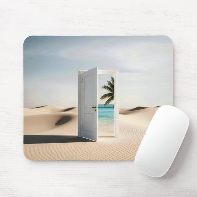 Mousepad Abrir Porta Do Deserto Com Oásis Tropical (Com mouse)