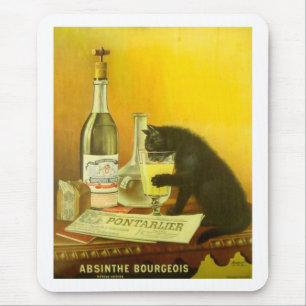 Mousepad Absinthe Bourgeois e Cat Fine Poster vintage