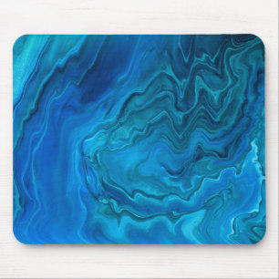 Mousepad Abstração Acrílica de Mármore Azul Teal