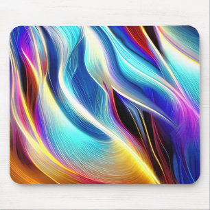 Mousepad Abstração da onda branca amarela-rosa-rosa-azul
