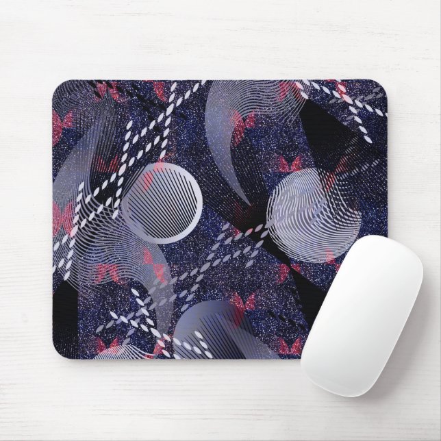 Mousepad Abstração geométrica azul e vermelha. (Com mouse)