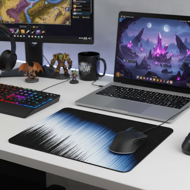 Mousepad Abstract Blue Glitch Art Crescent Moon Night Sky (Abstract Blue Glitch Art Crescent Moon Night Sky Mouse Pad
)