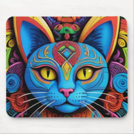 Mousepad Abstract Cat With Yellow Eyes