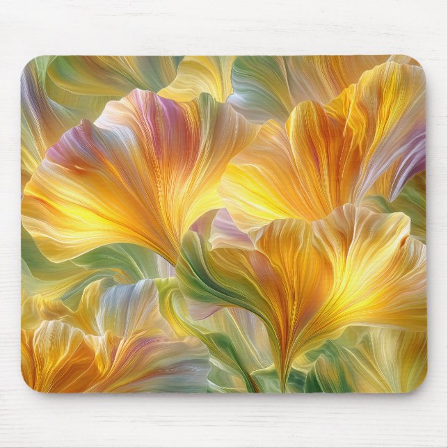 Mousepad Abstract Floral Art with Yellow Petals (Frente)