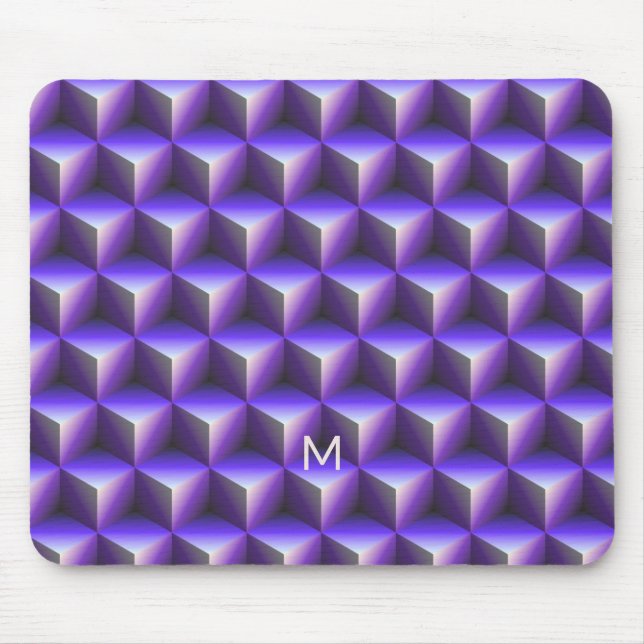 Mousepad Abstract Purple Cube Block Pattern (Frente)