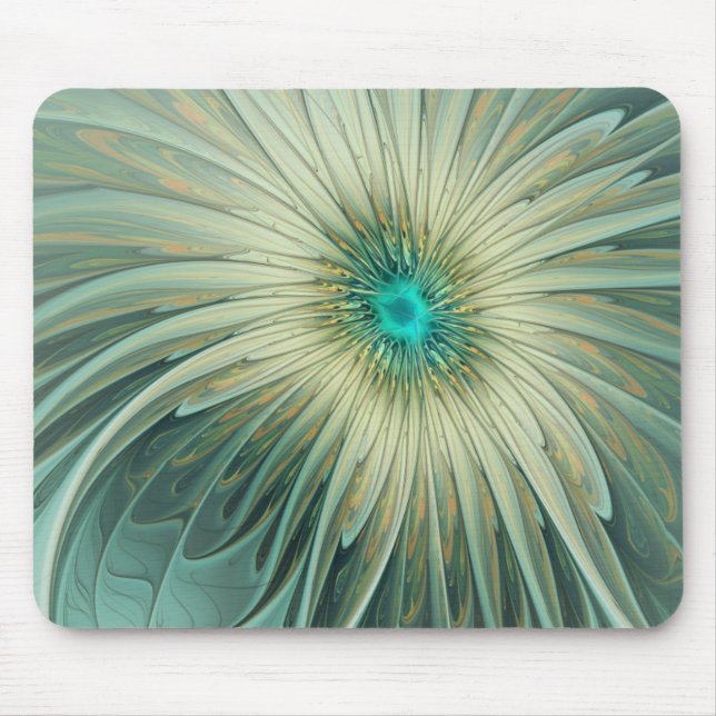 Mousepad Abstract Sage Green Fantasy Flower Fractal Art (Frente)