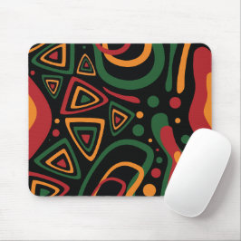 Mousepad Abstract Tribal Shapes Pattern in Red, Gold, Green